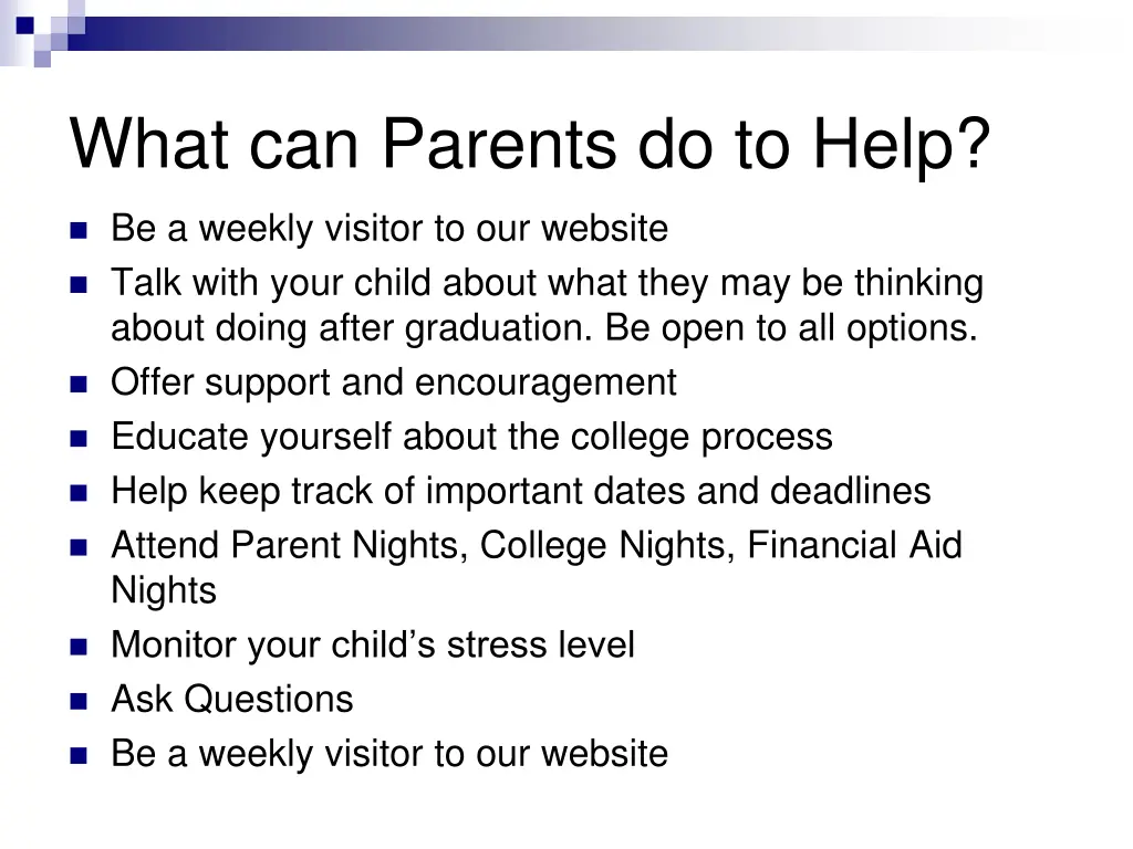 what can parents do to help