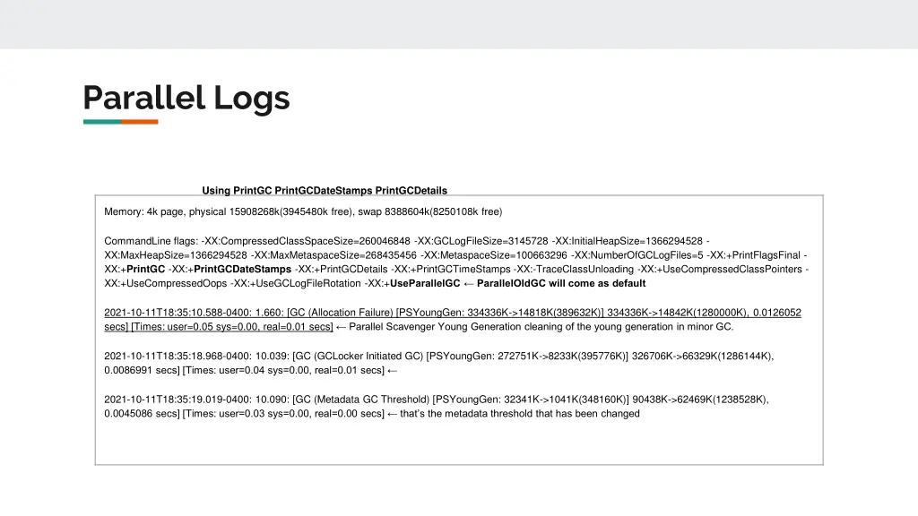 parallel logs
