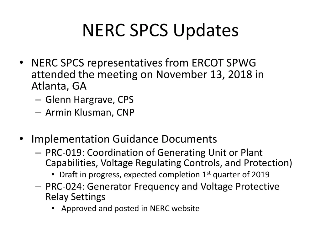 nerc spcs updates