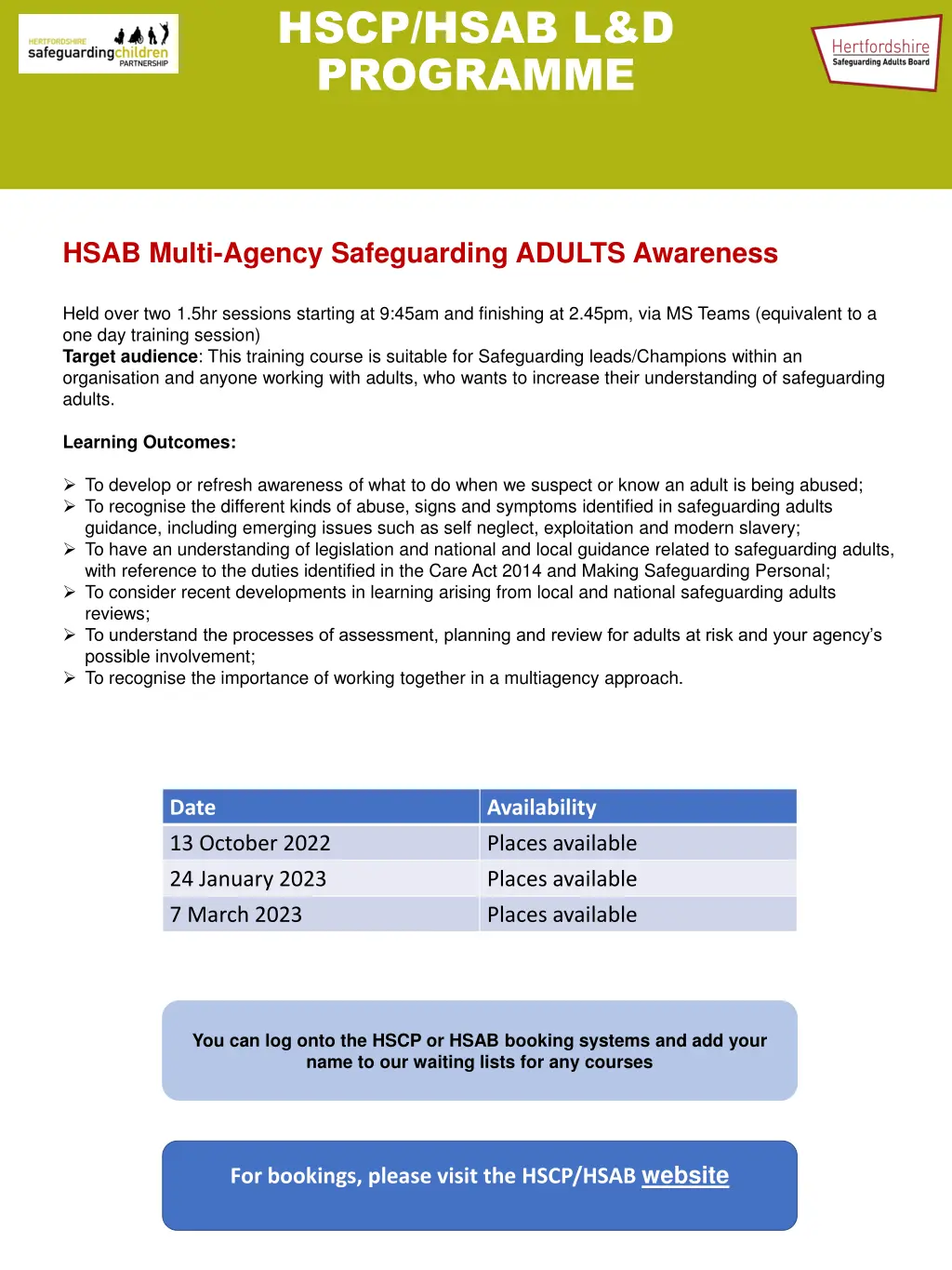 hscp hsab l d programme 23