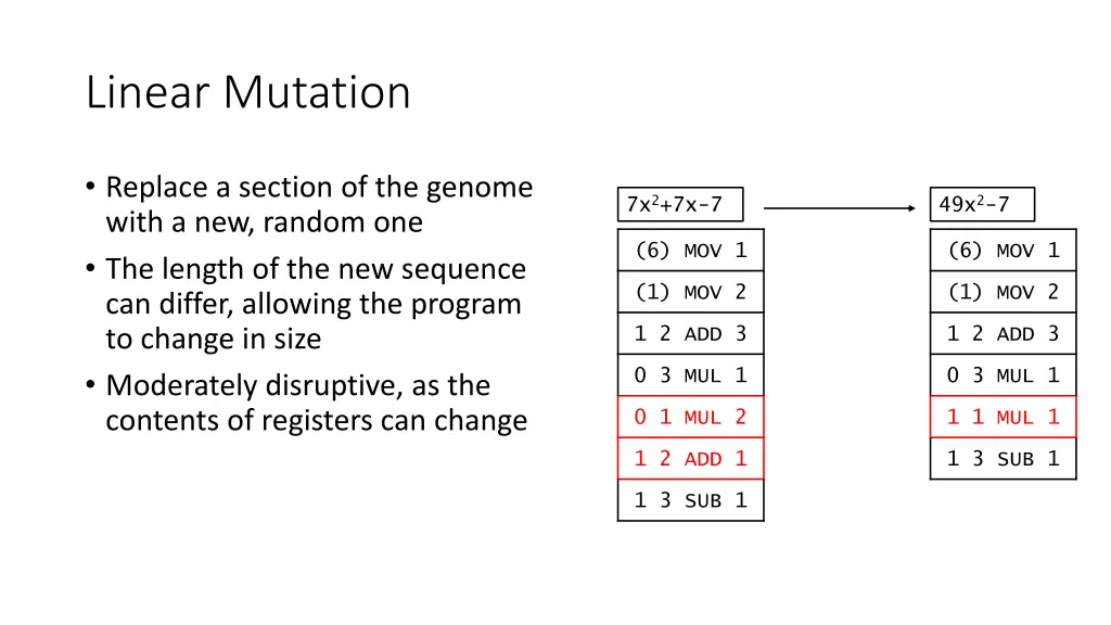 linear mutation