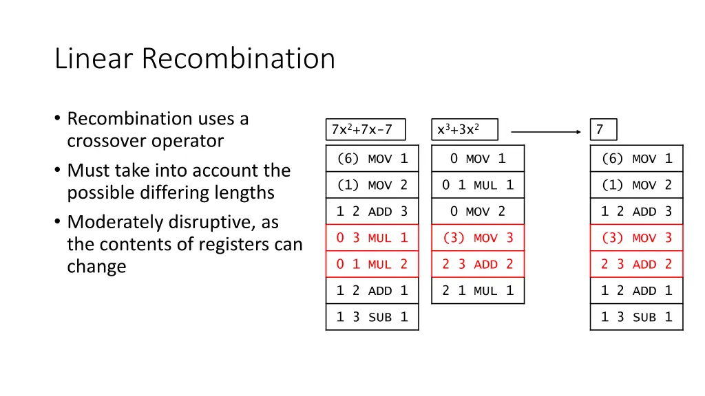 linear recombination
