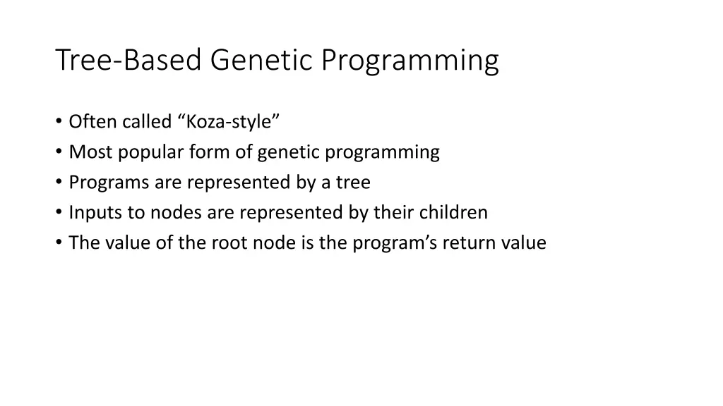 tree based genetic programming