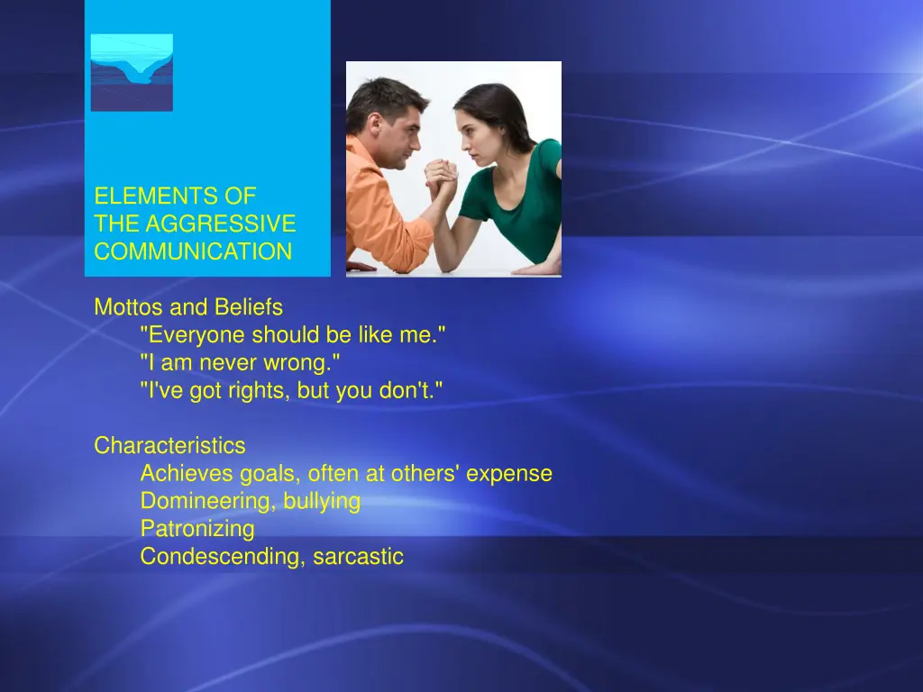 elements of the aggressive communication