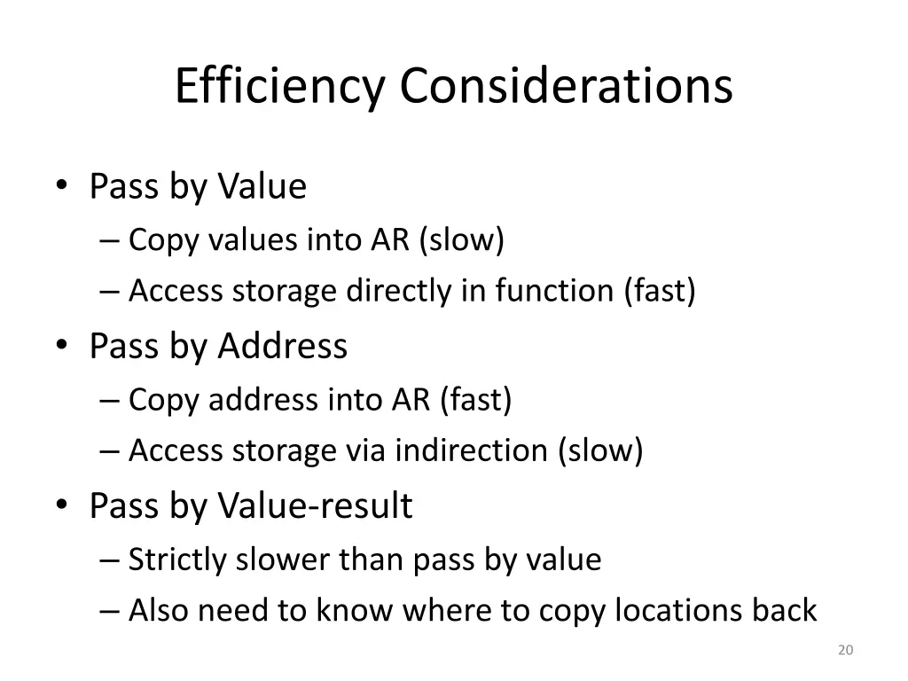 efficiency considerations