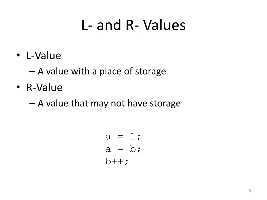 l and r values