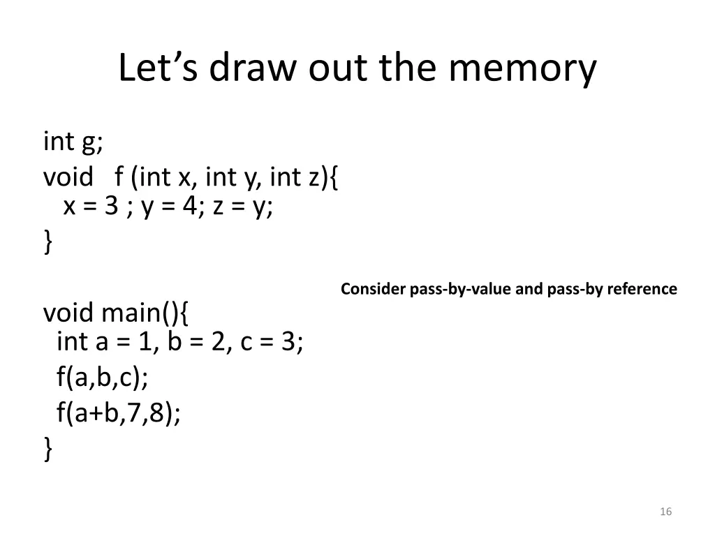 let s draw out the memory