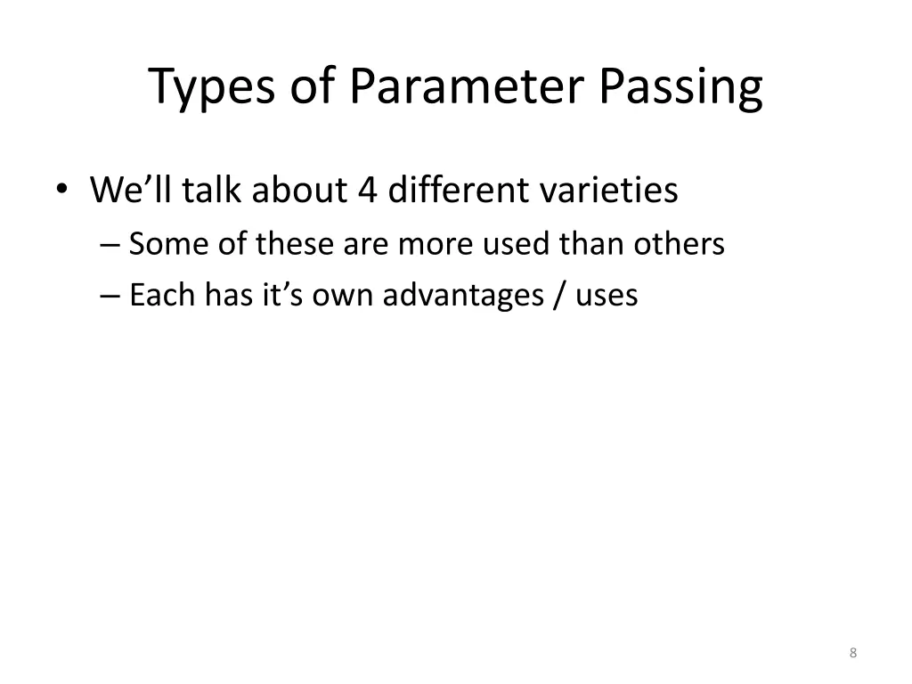 types of parameter passing