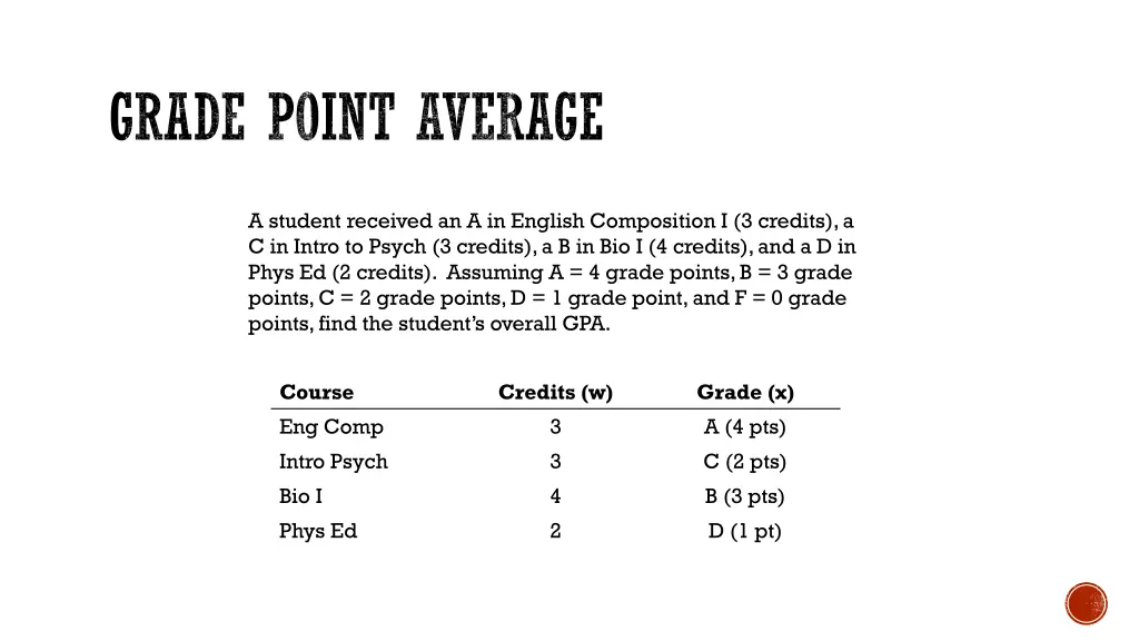 grade point average