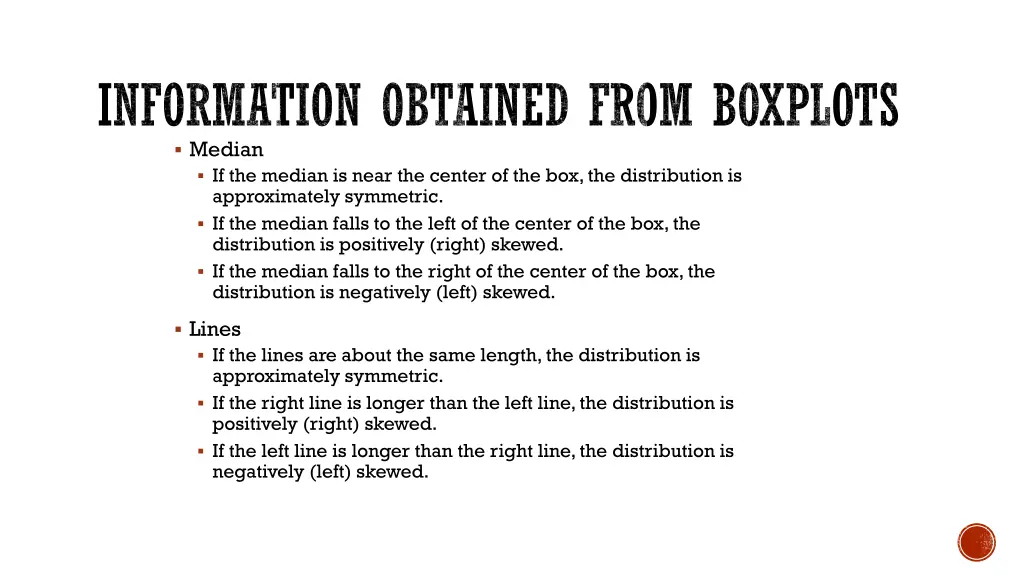 information obtained from boxplots median
