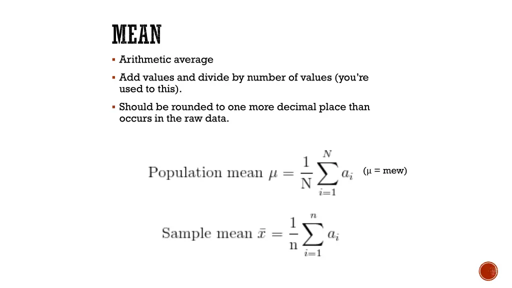 mean arithmetic average