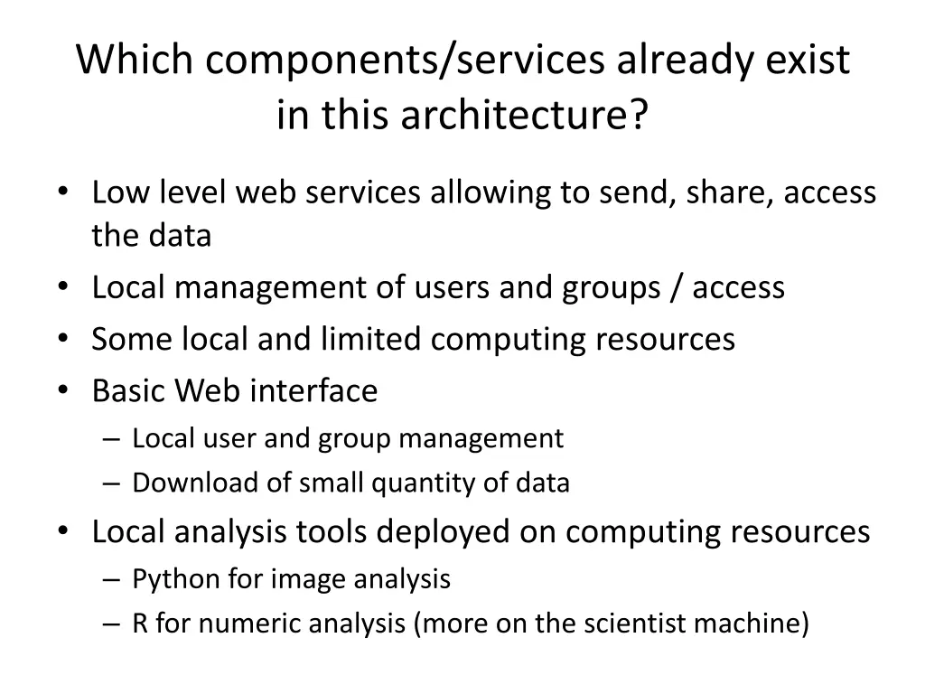 which components services already exist in this