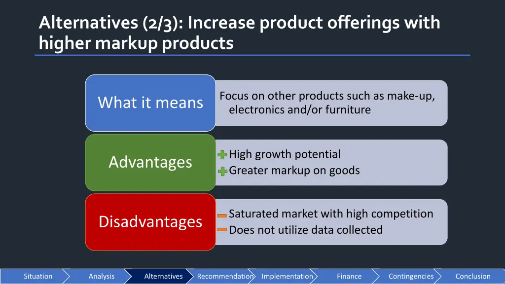 alternatives 2 3 increase product offerings with