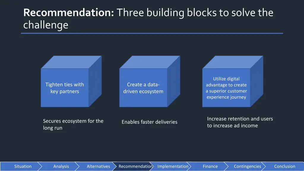 recommendation three building blocks to solve