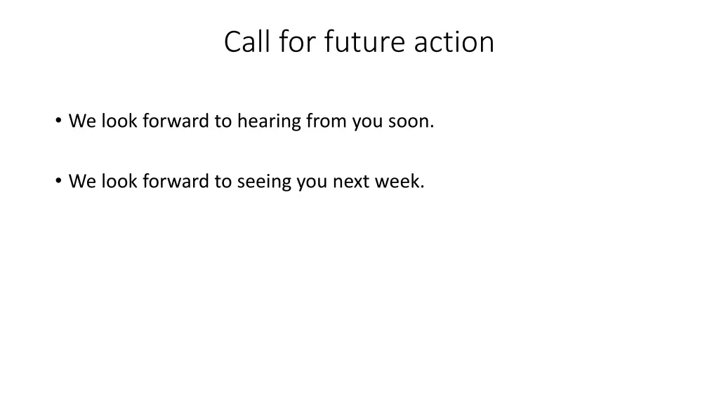 call for future action