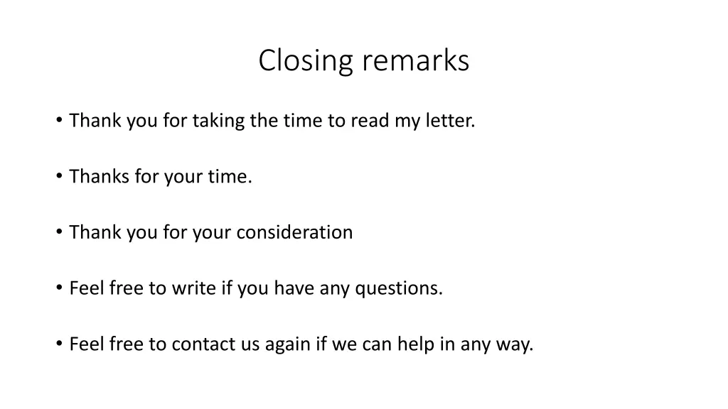 closing remarks