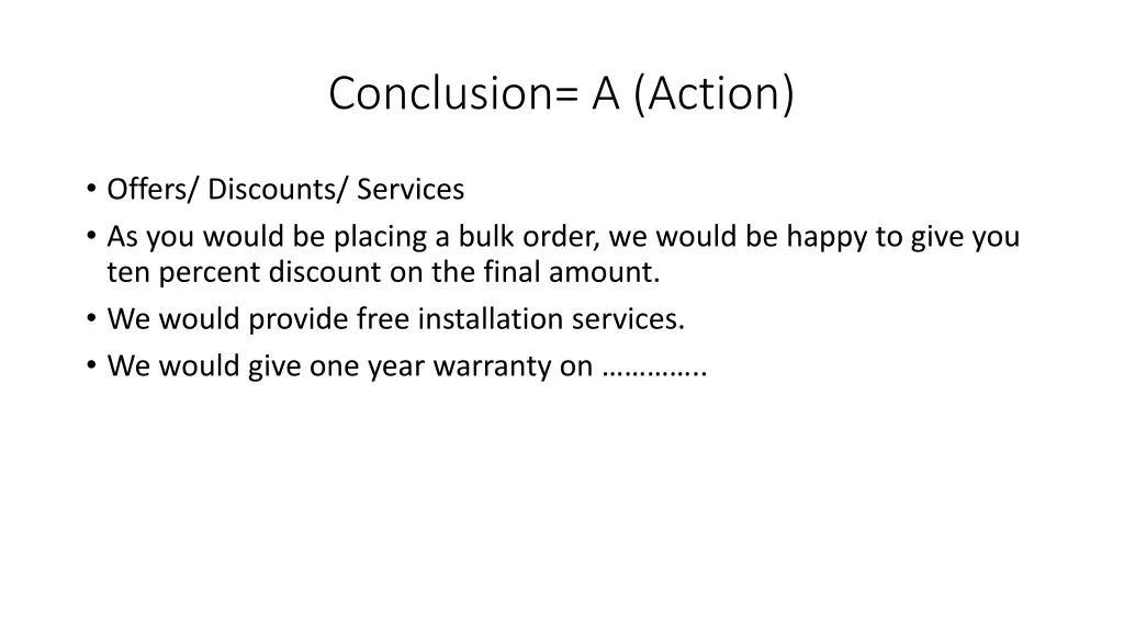 conclusion a action