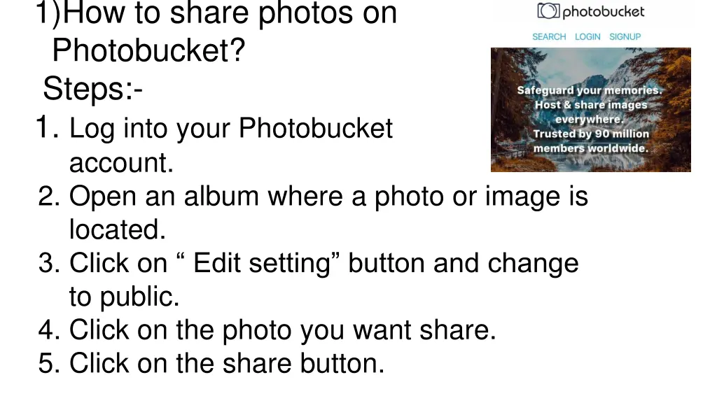 1 how to share photos on photobucket steps
