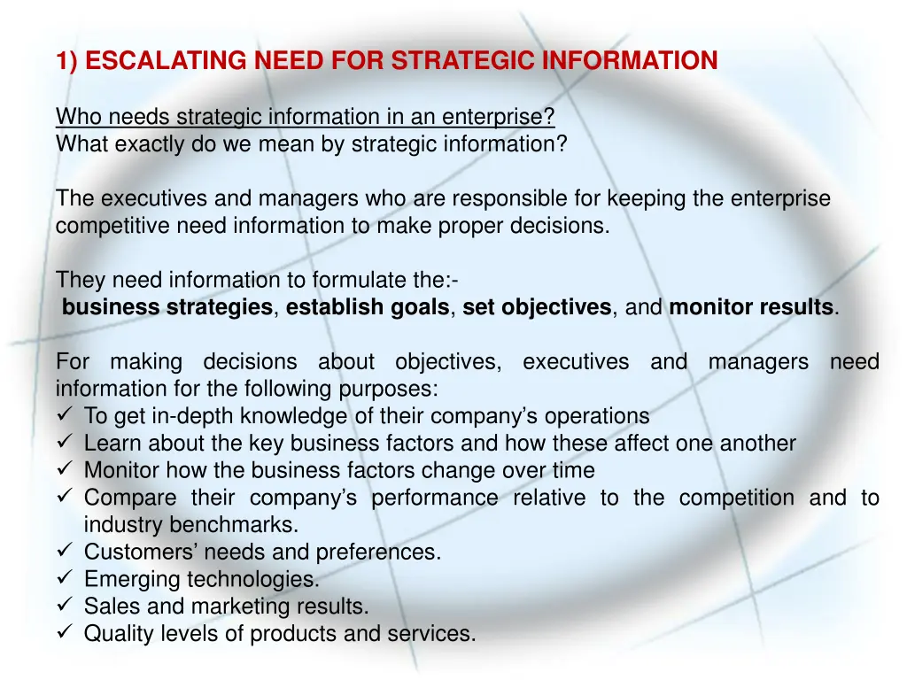 1 escalating need for strategic information