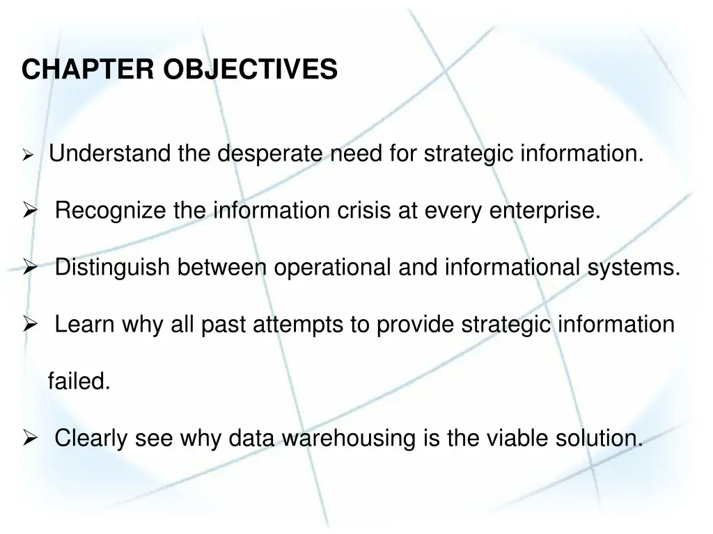 chapter objectives
