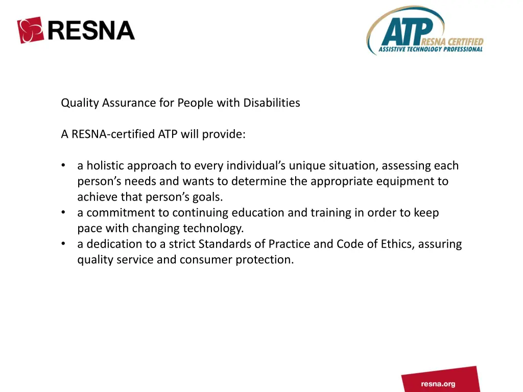 quality assurance for people with disabilities