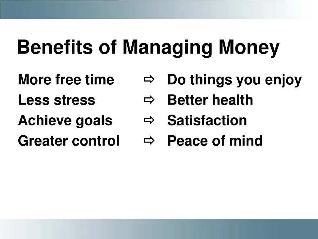 benefits of managing money