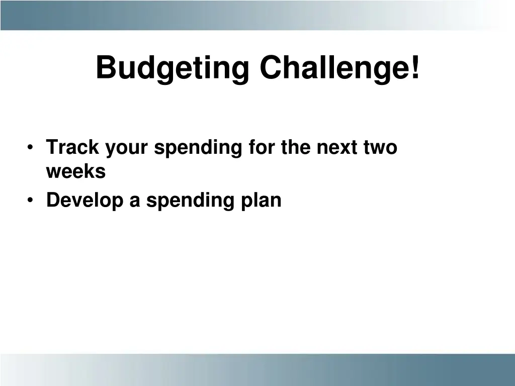 budgeting challenge