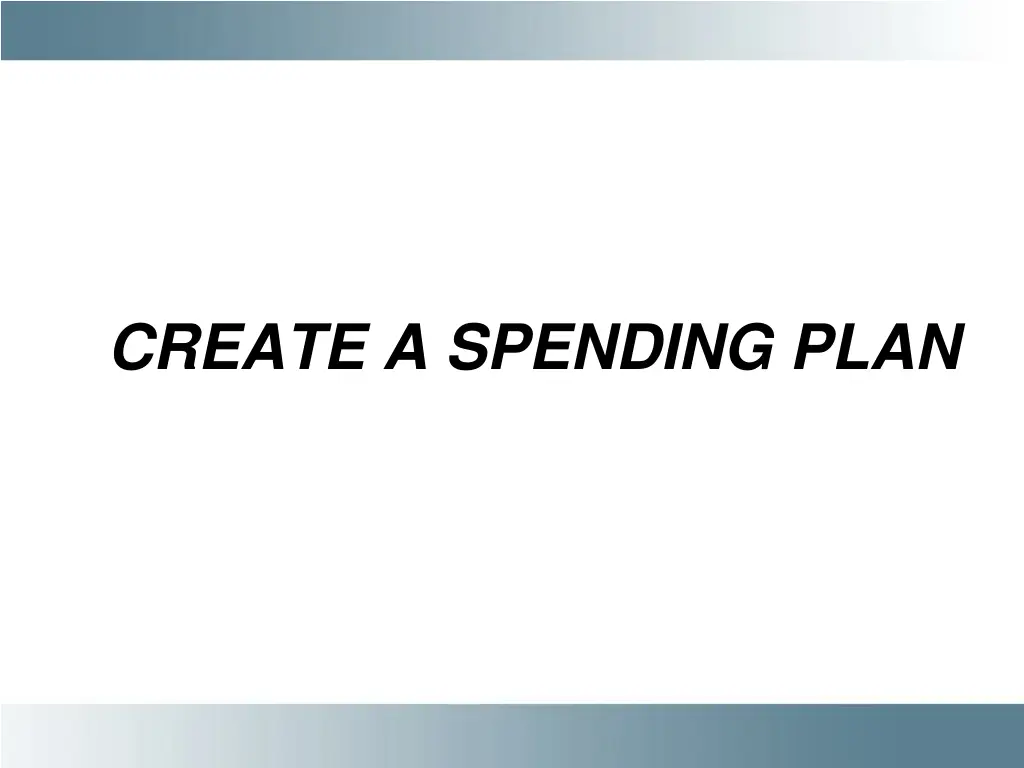 create a spending plan
