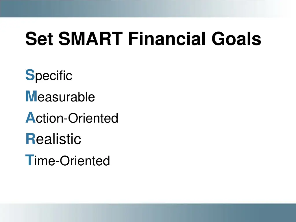 set smart financial goals