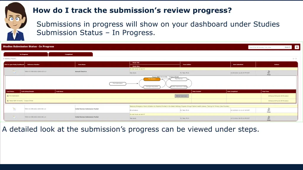 how do i track the submission s review progress