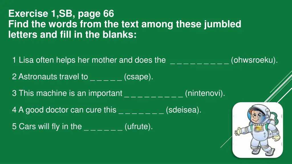 exercise 1 sb page 66 find the words from