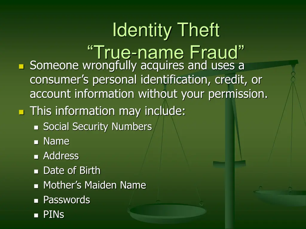 identity theft true name fraud someone wrongfully