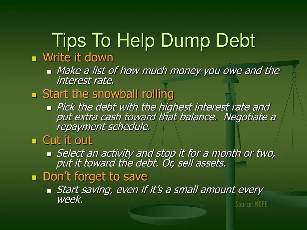 tips to help dump debt write it down make a list