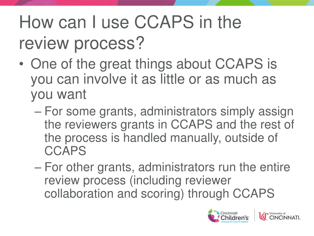 how can i use ccaps in the review process