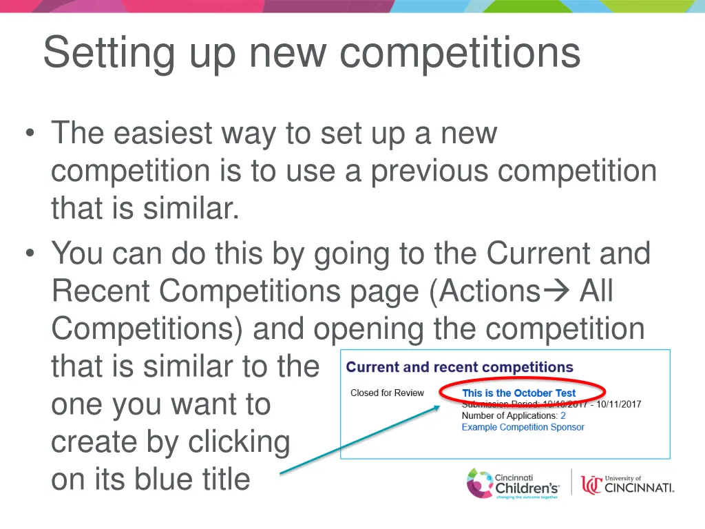setting up new competitions