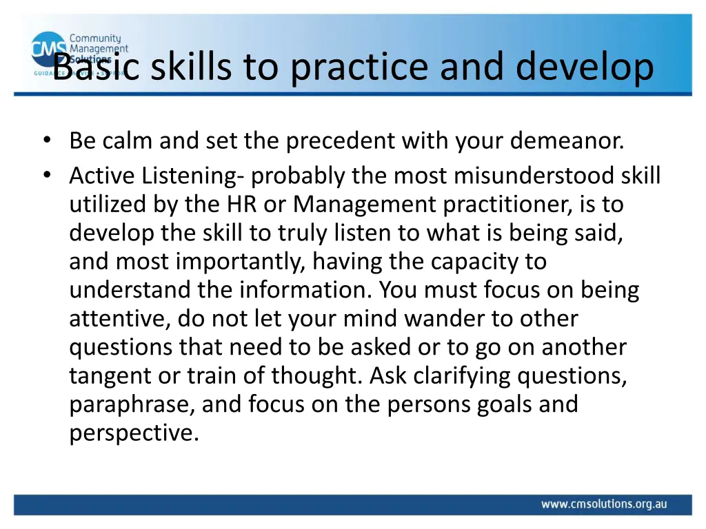 basic skills to practice and develop