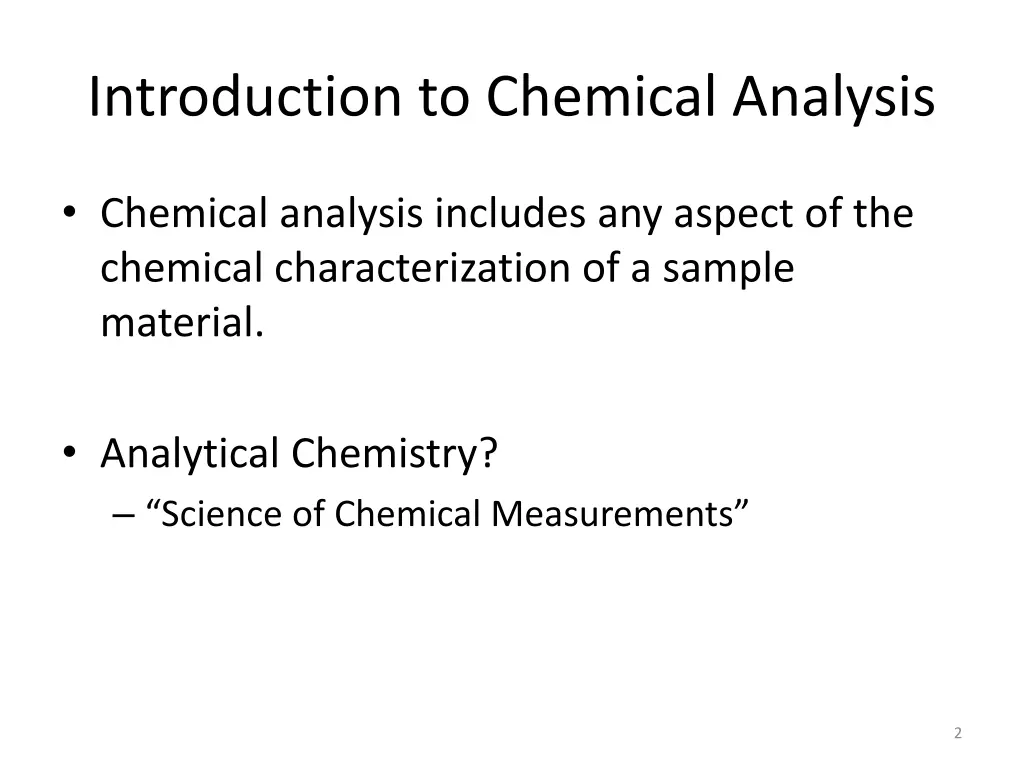 introduction to chemical analysis