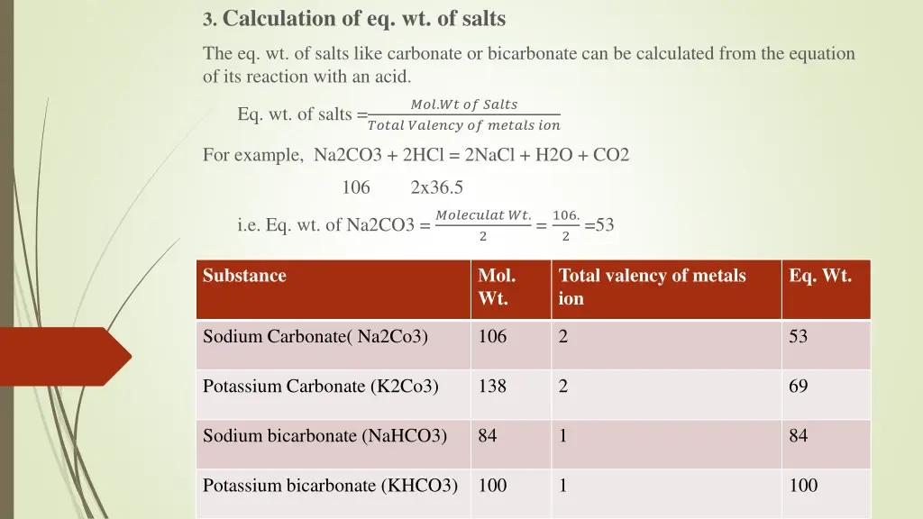 3 calculation of eq wt of salts