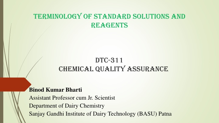 terminology of standard solutions and reagents