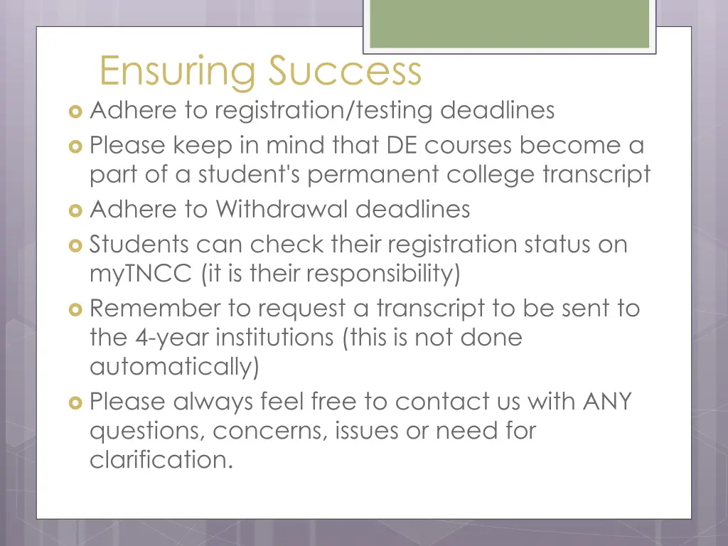 ensuring success adhere to registration testing