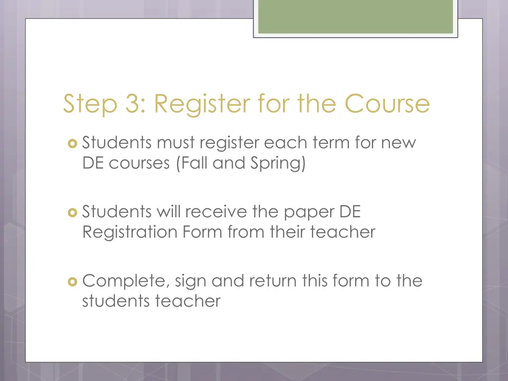 step 3 register for the course