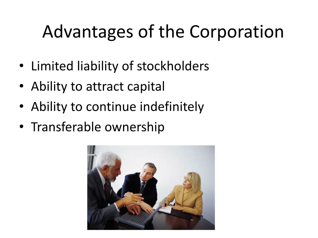 advantages of the corporation