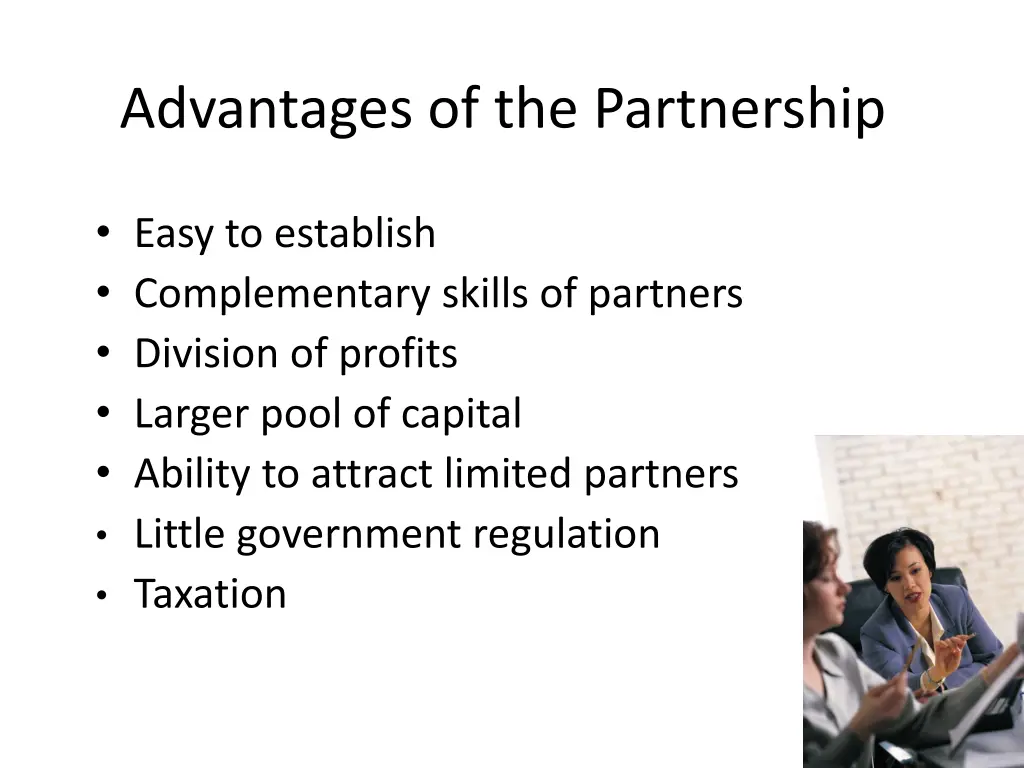 advantages of the partnership