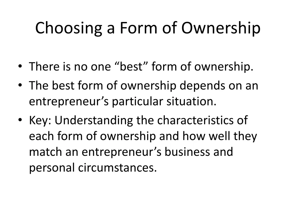 choosing a form of ownership