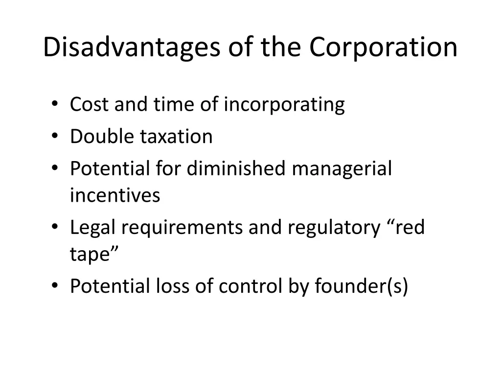 disadvantages of the corporation
