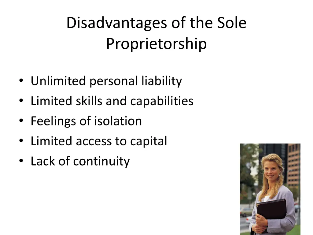 disadvantages of the sole proprietorship