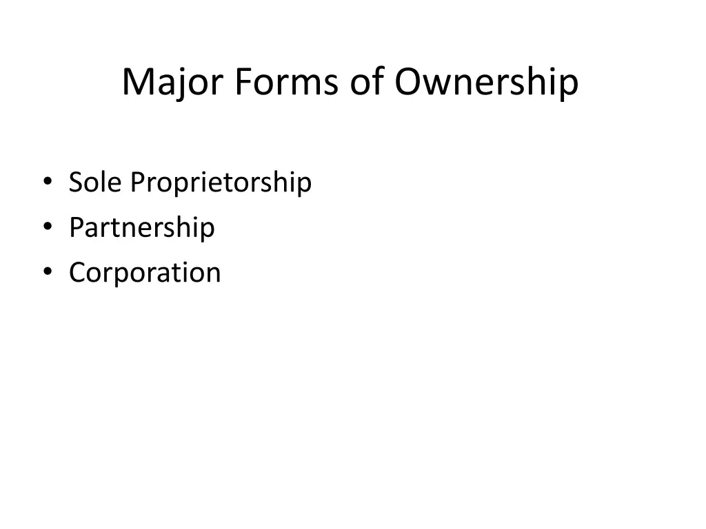 major forms of ownership