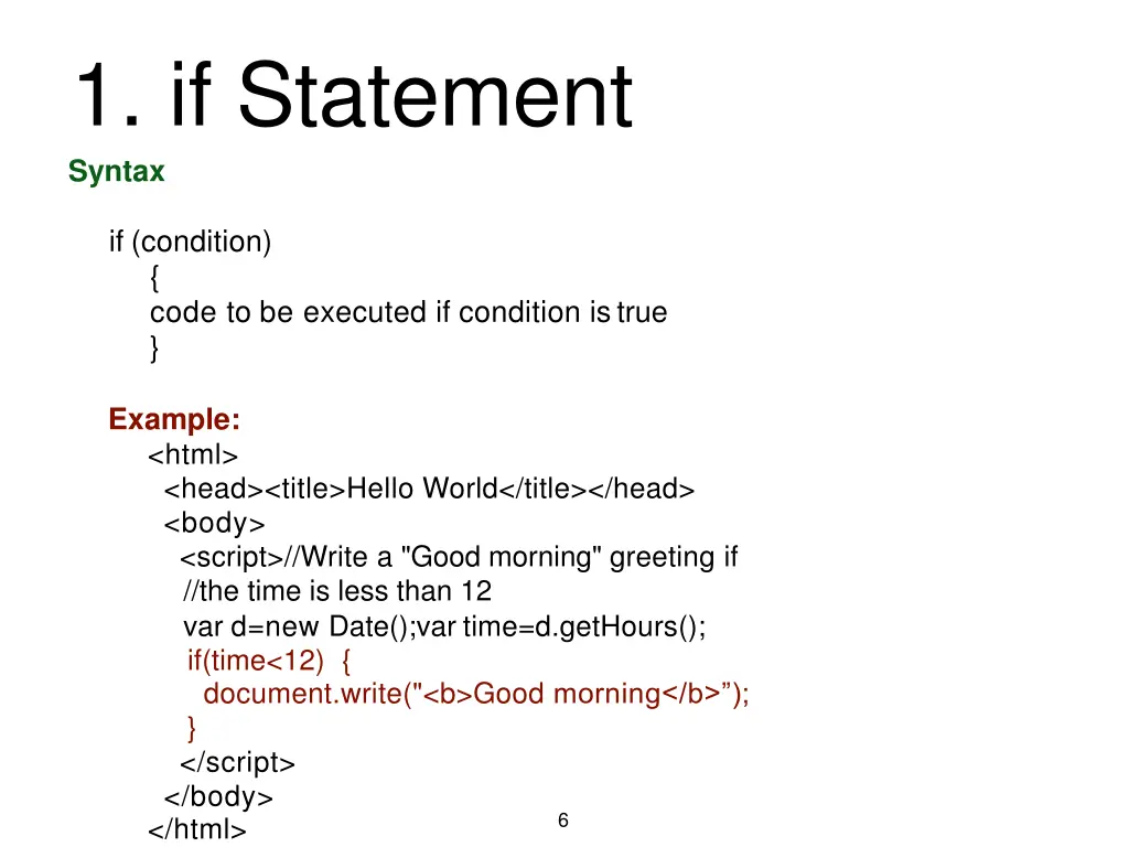1 if statement syntax