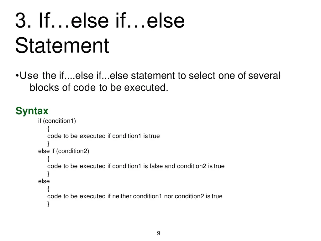 3 if else if else statement