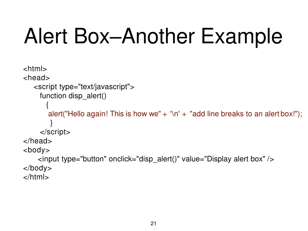 alert box another example